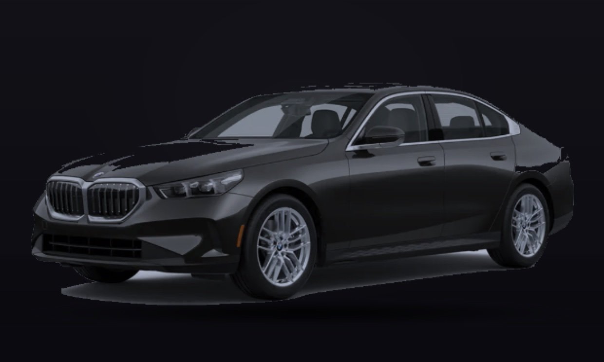 Black BMW 5-Series, studio side profile