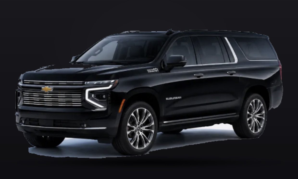 Black Chevrolet Suburban, studio side profile